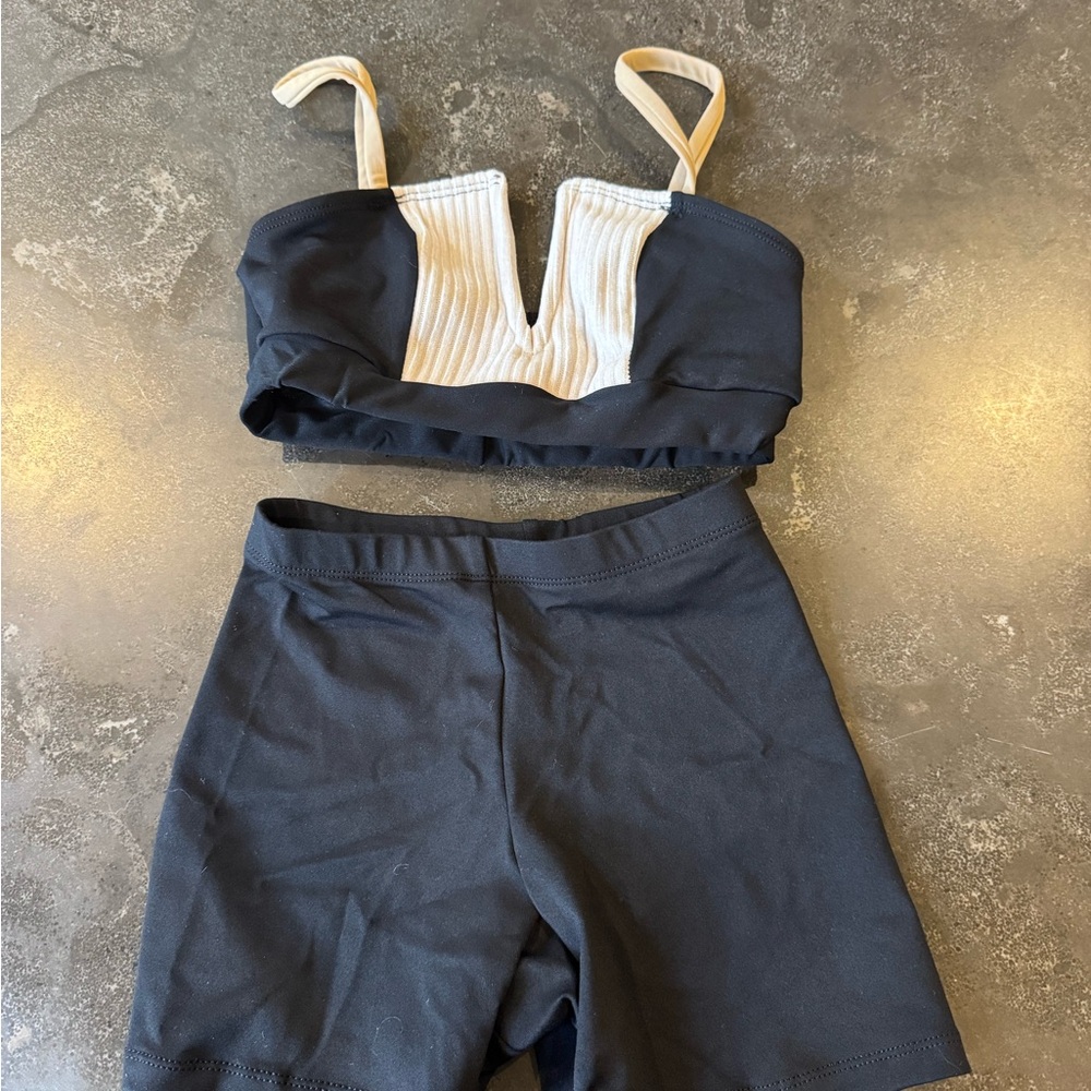 Elegant Black and Cream Women's Bike Shorts